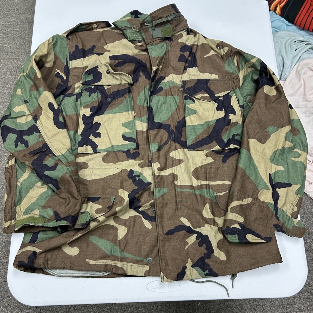 Golden Mfg Co Field Coat Mens Medium Short Woodland Camo Excellent M-65 Jacket